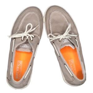 Sperry's Halyard Top Sider Canvas Grey Slip On Shoes SZ 6